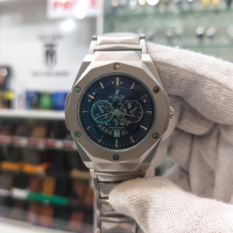 Diamond-Cut Blue Dial