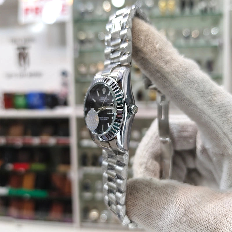 Rlx Silver Black Fluted Ladies